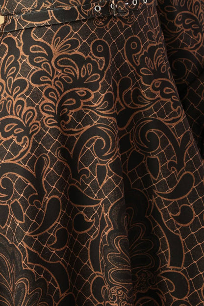 RUSTIC ALLURE BROWN MIDI DRESS