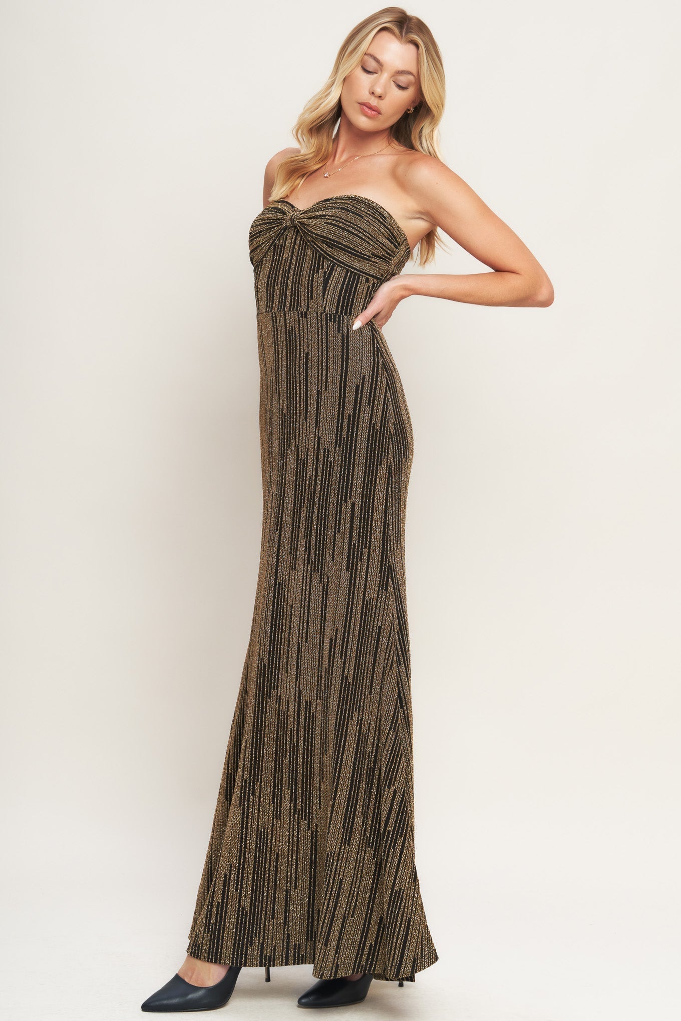 SACRED PROMISES METALLIC MAXI DRESS