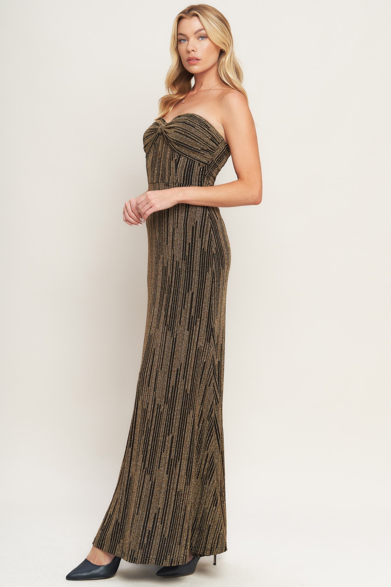 SACRED PROMISES METALLIC MAXI DRESS