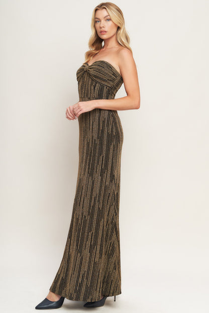 SACRED PROMISES METALLIC MAXI DRESS