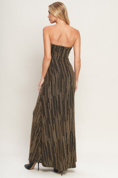 SACRED PROMISES METALLIC MAXI DRESS