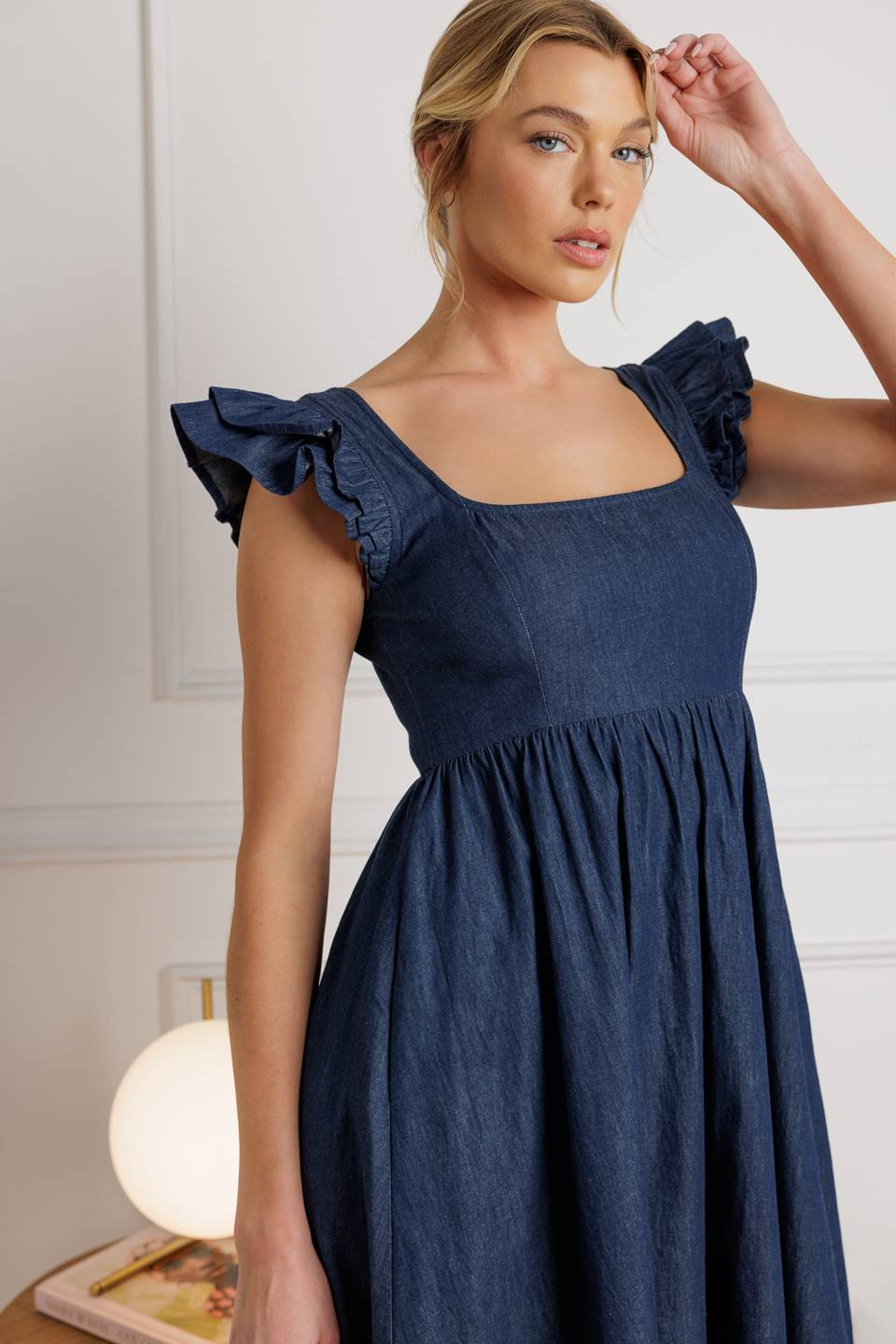 SOUTHAMPTON STROLL DARK CHAMBRAY MIDI DRESS
