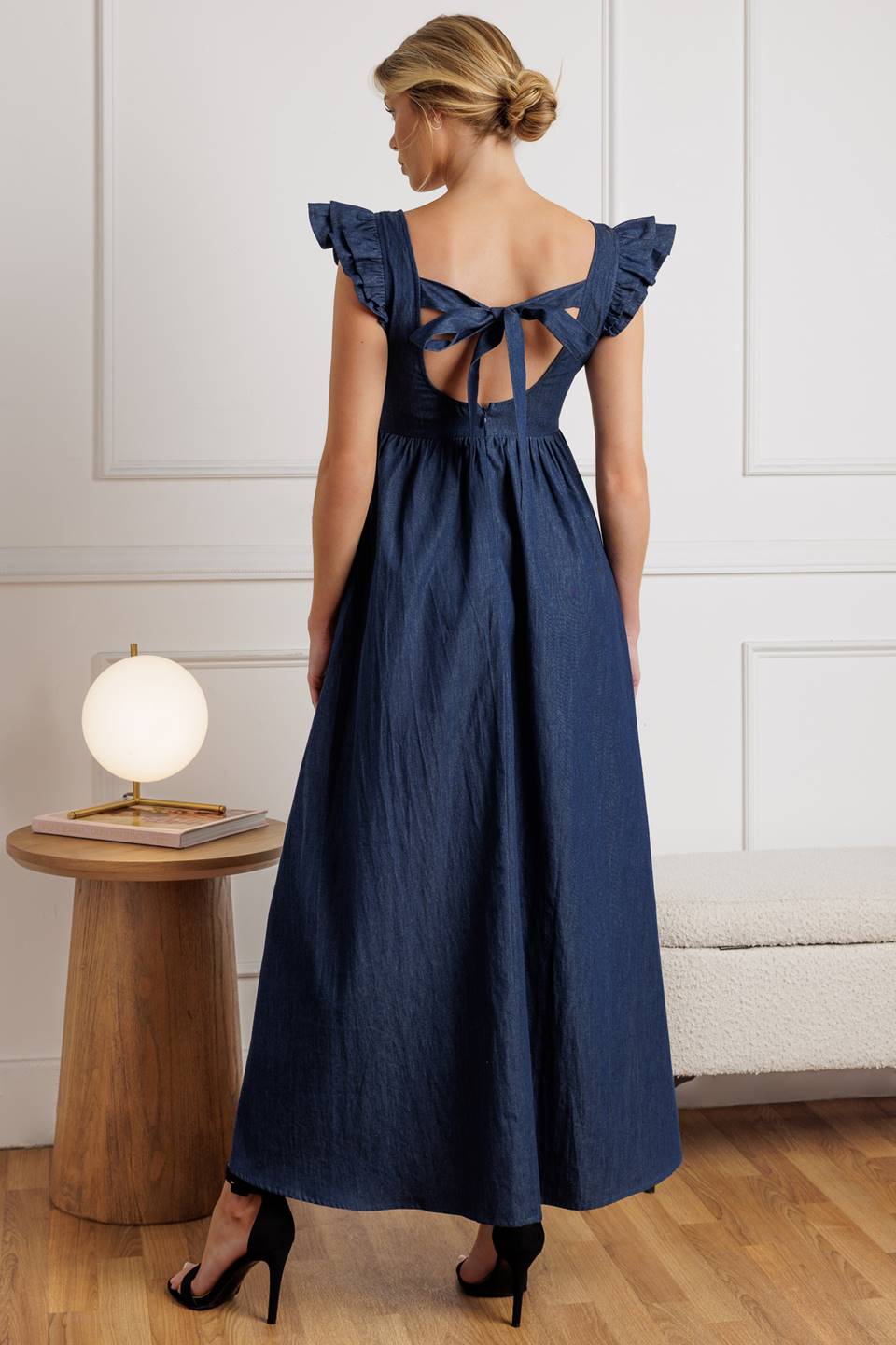 SOUTHAMPTON STROLL DARK CHAMBRAY MIDI DRESS