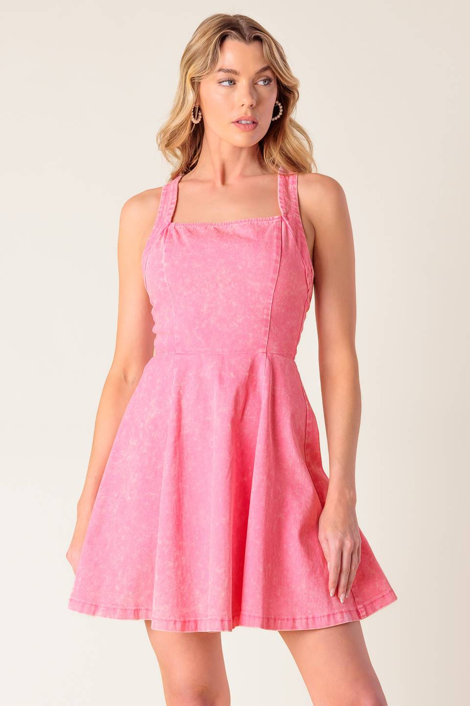 PARK PLAZA PINK ACID DENIM MINI DRESS