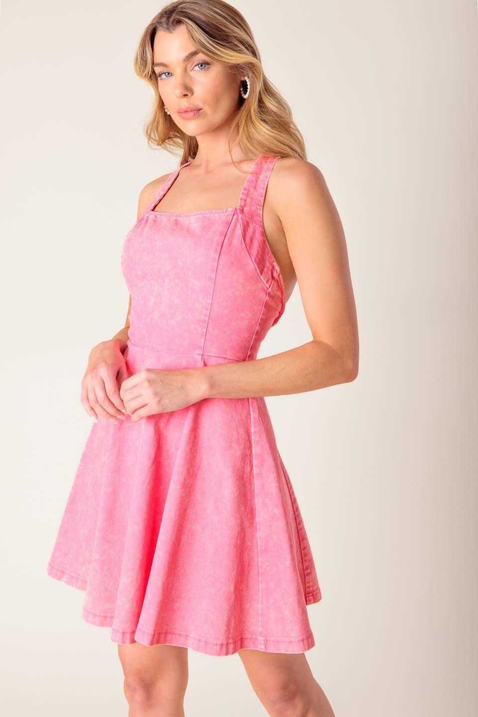 PARK PLAZA PINK ACID DENIM MINI DRESS