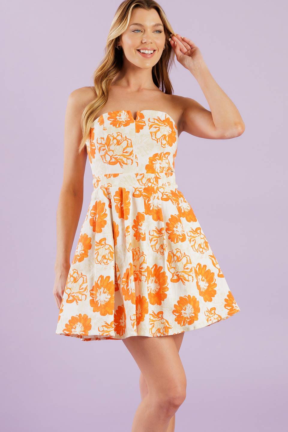 TANGERINE MIMOSAS ORANGE FLORAL MINI DRESS FINAL