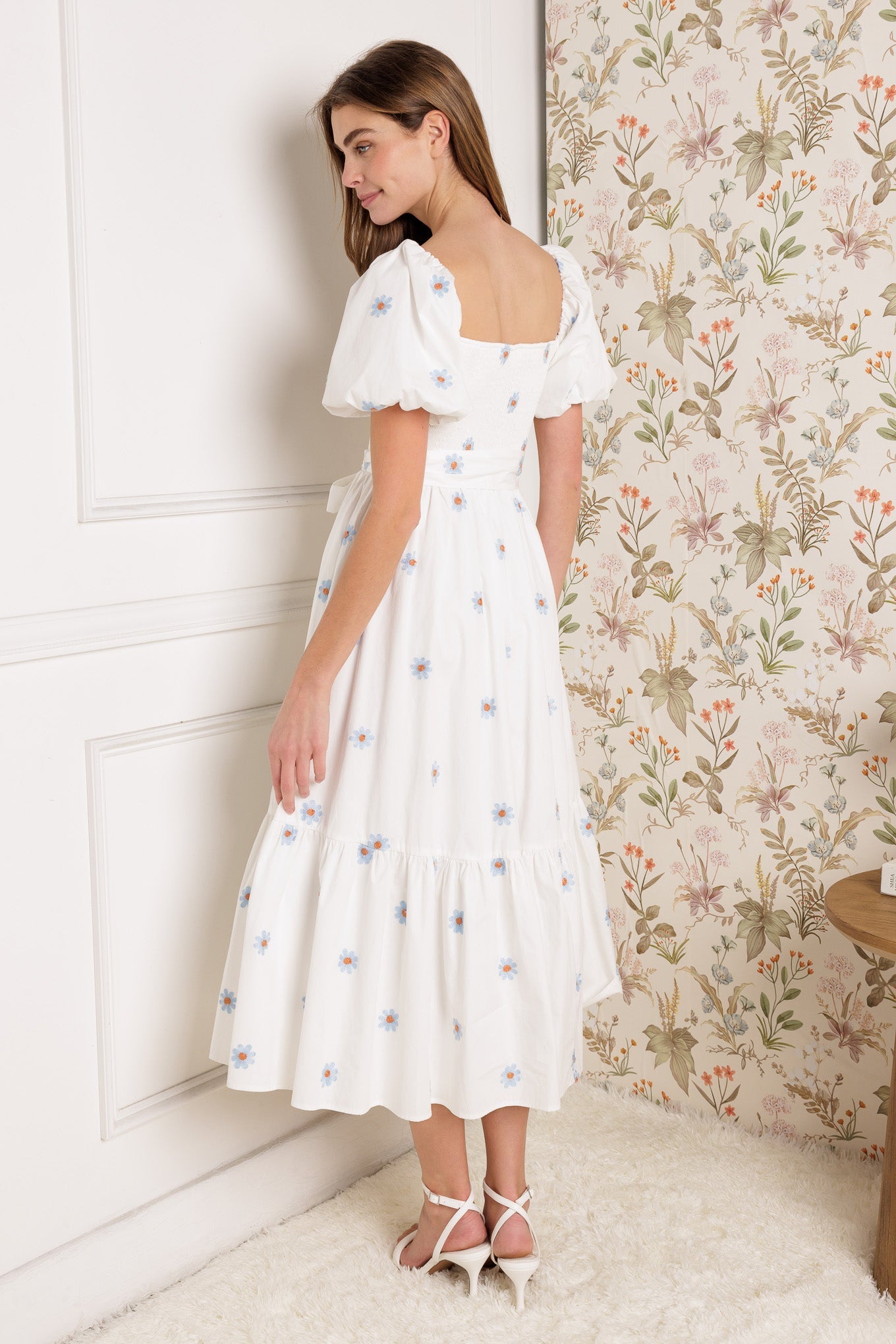 SUNNYSIDE LANE EMBROIDERED MIDI DRESS