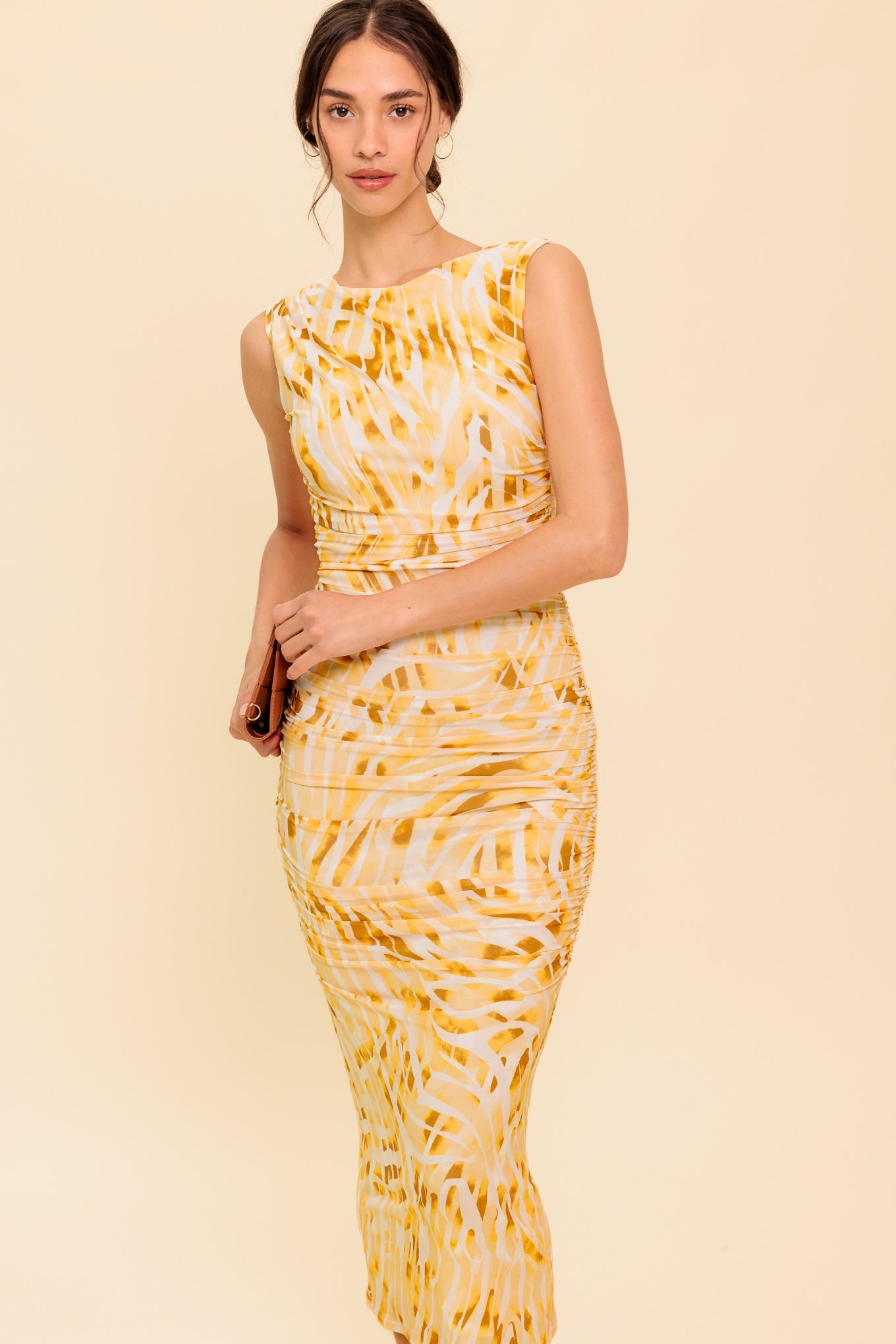Wild As Ever Power Mesh Cheetah Print Bodycon Midi Dress