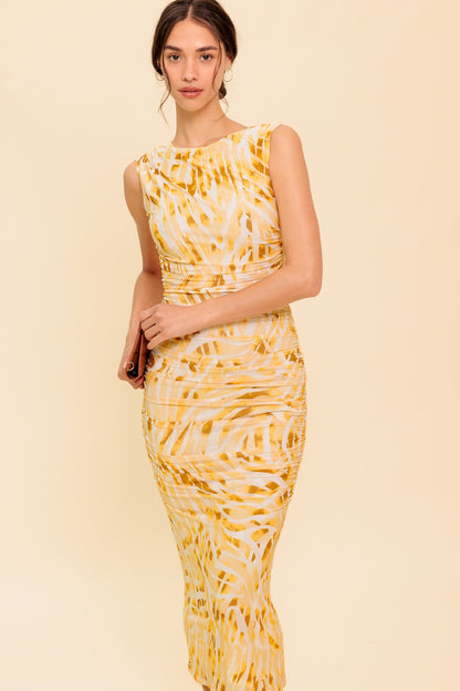 Wild As Ever Power Mesh Cheetah Print Bodycon Midi Dress