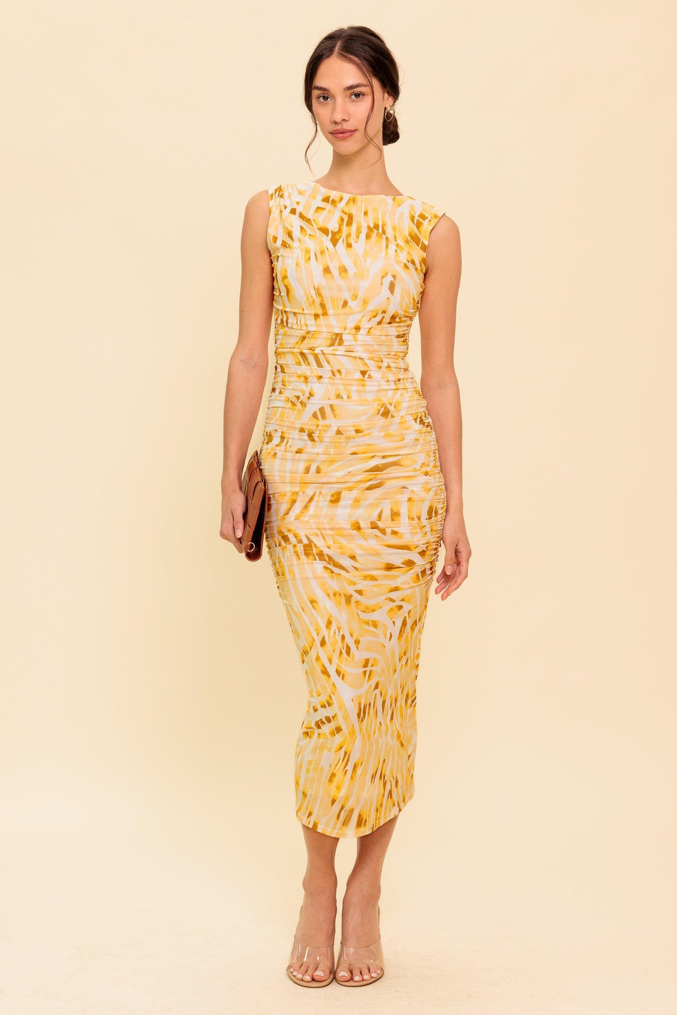 Wild As Ever Power Mesh Cheetah Print Bodycon Midi Dress