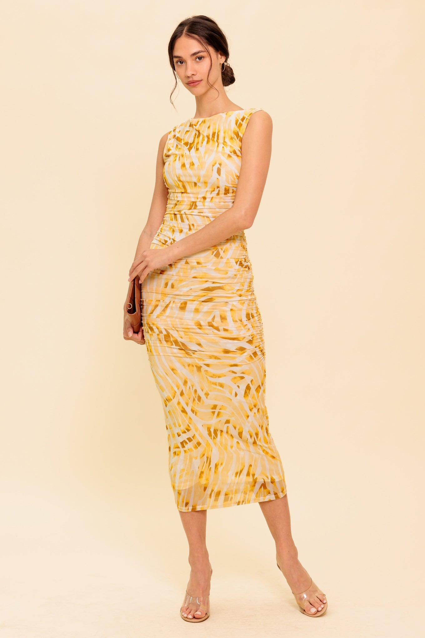 Wild As Ever Power Mesh Cheetah Print Bodycon Midi Dress
