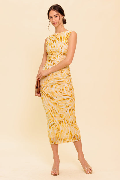 Wild As Ever Power Mesh Cheetah Print Bodycon Midi Dress