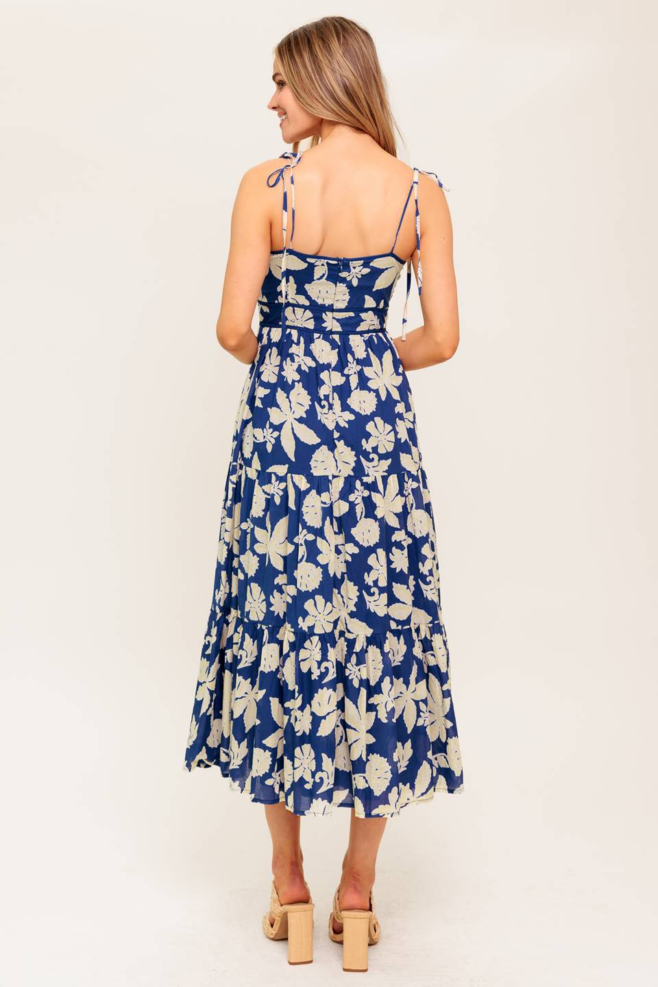 PETALS IN THE WIND MIDI DRESS NAVY