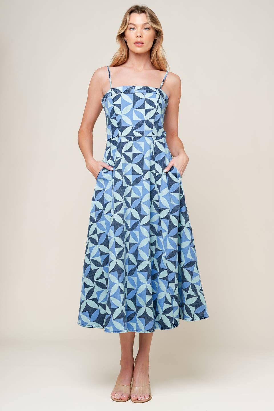GWENNY GEOMETRIC BLUE DENIM MIDI DRESS FINAL