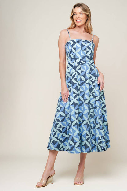 GWENNY GEOMETRIC BLUE DENIM MIDI DRESS FINAL