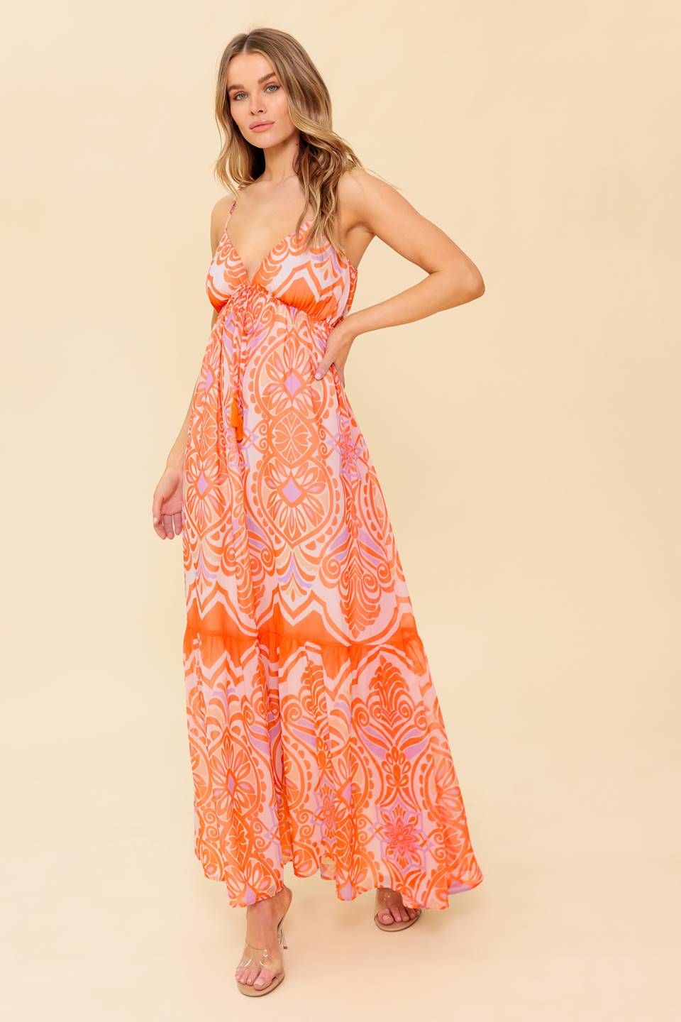 CABANA DAYDREAMS MAXI DRESS CORAL
