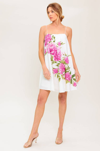 GARDEN WHISPERS PINK FLORAL SWING DRESS
