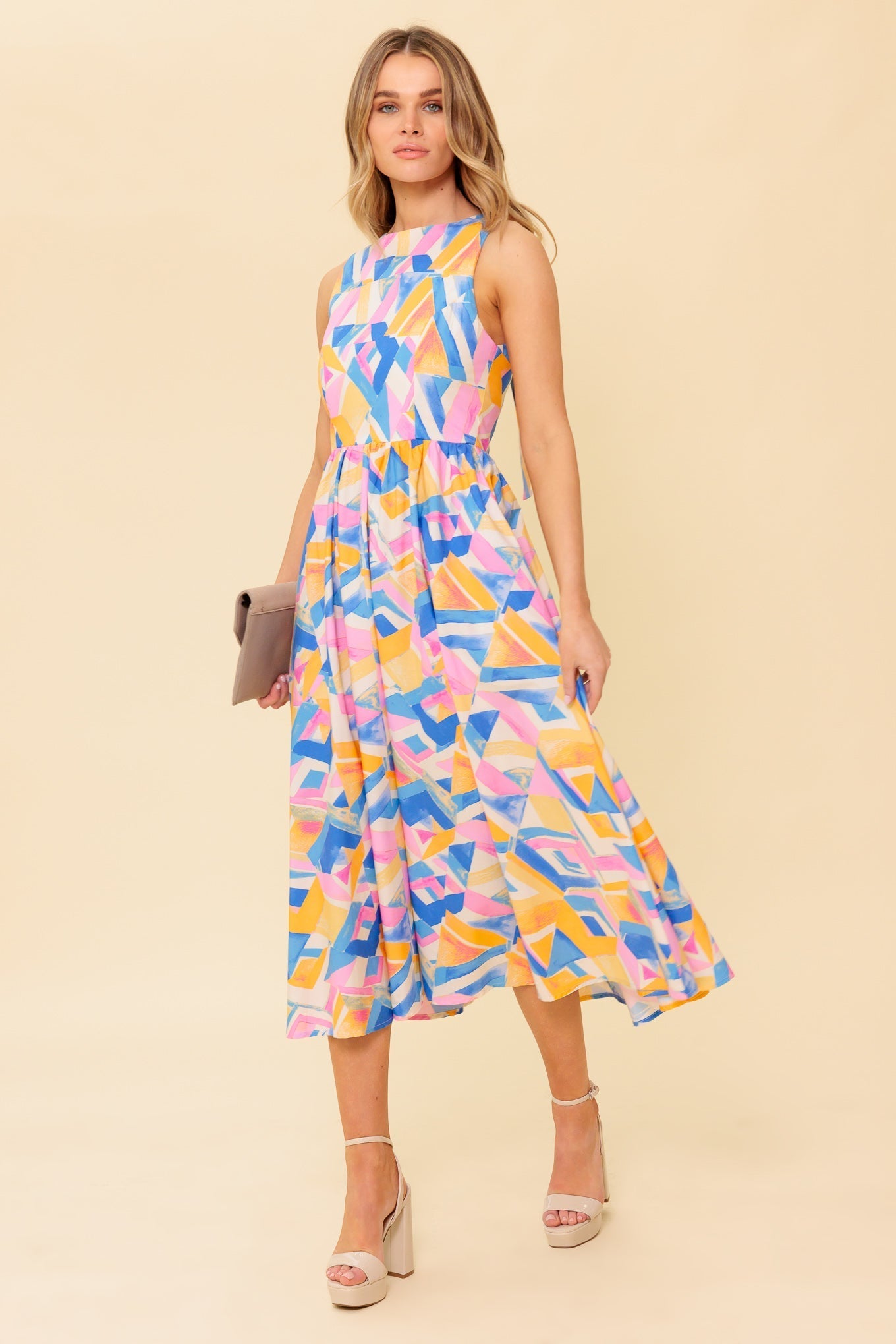 PATTON PARK MIDI DRESS POWDER BLUE & PINK