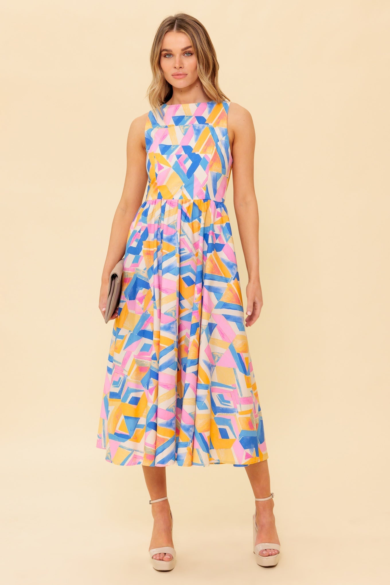 PATTON PARK MIDI DRESS POWDER BLUE & PINK