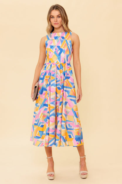 PATTON PARK MIDI DRESS POWDER BLUE & PINK