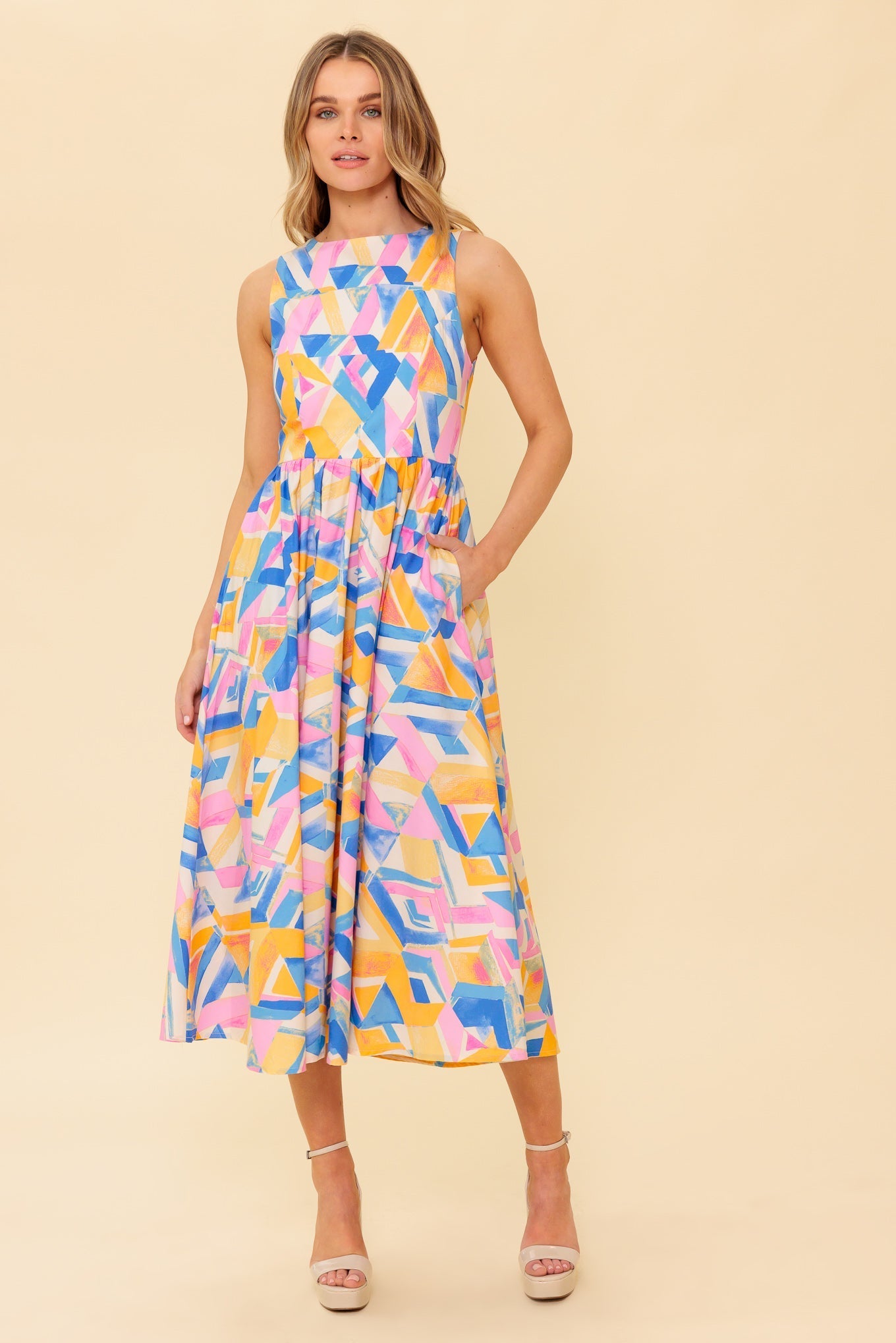 PATTON PARK MIDI DRESS POWDER BLUE & PINK