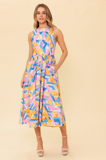 PATTON PARK MIDI DRESS POWDER BLUE & PINK