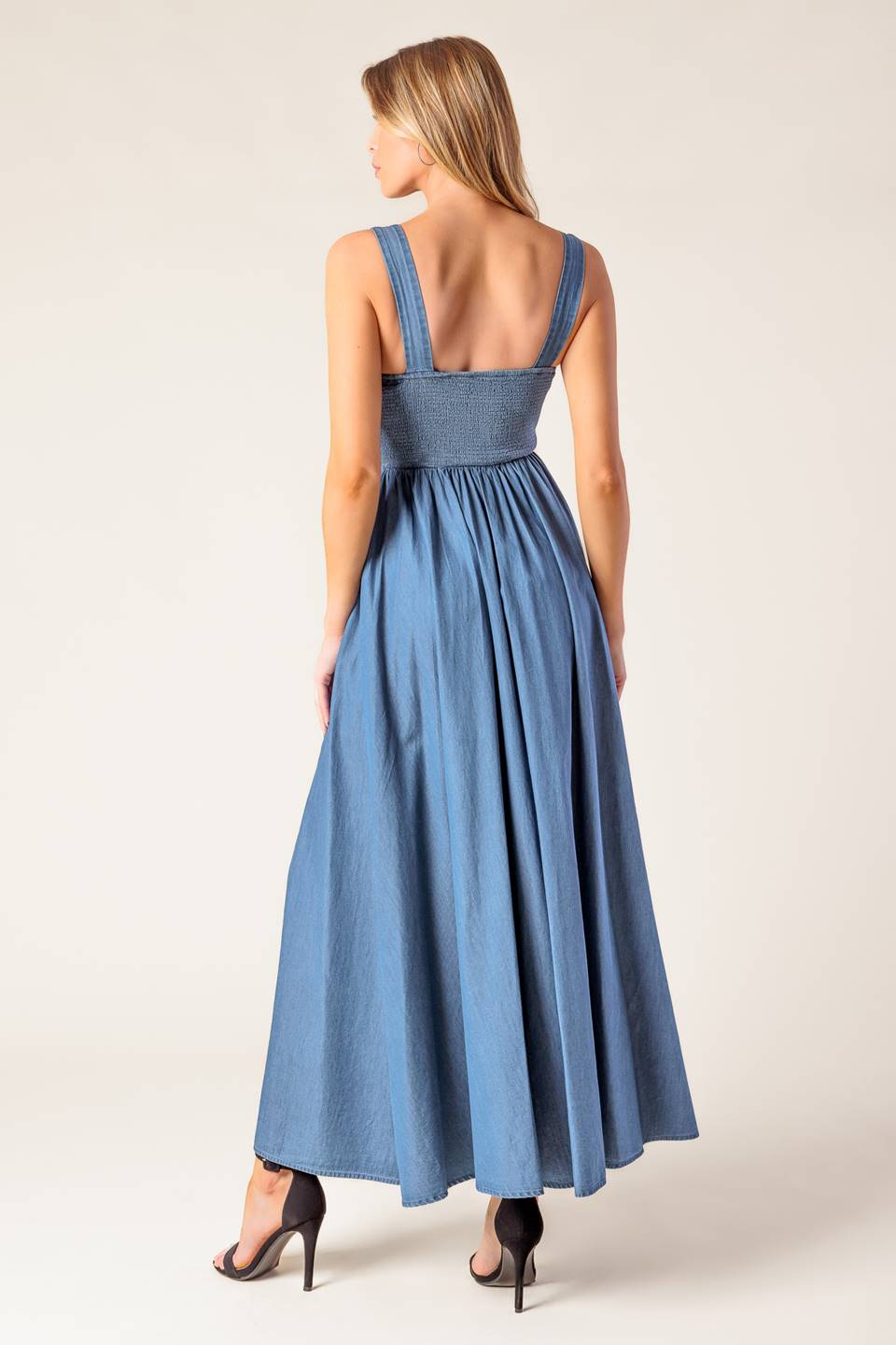 BLUE RIDGE DREAMS PINTUCK LIGHTWEIGHT DENIM DRESS