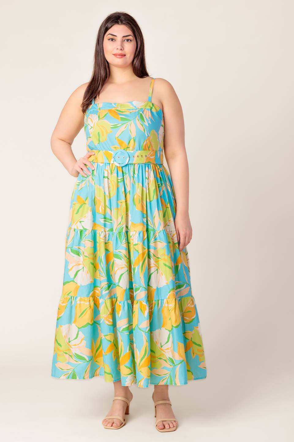 A PERFECT DAY MIDI DRESS BLUE & YELLOW