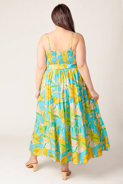 A PERFECT DAY MIDI DRESS BLUE & YELLOW
