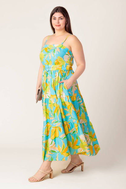 A PERFECT DAY MIDI DRESS BLUE & YELLOW