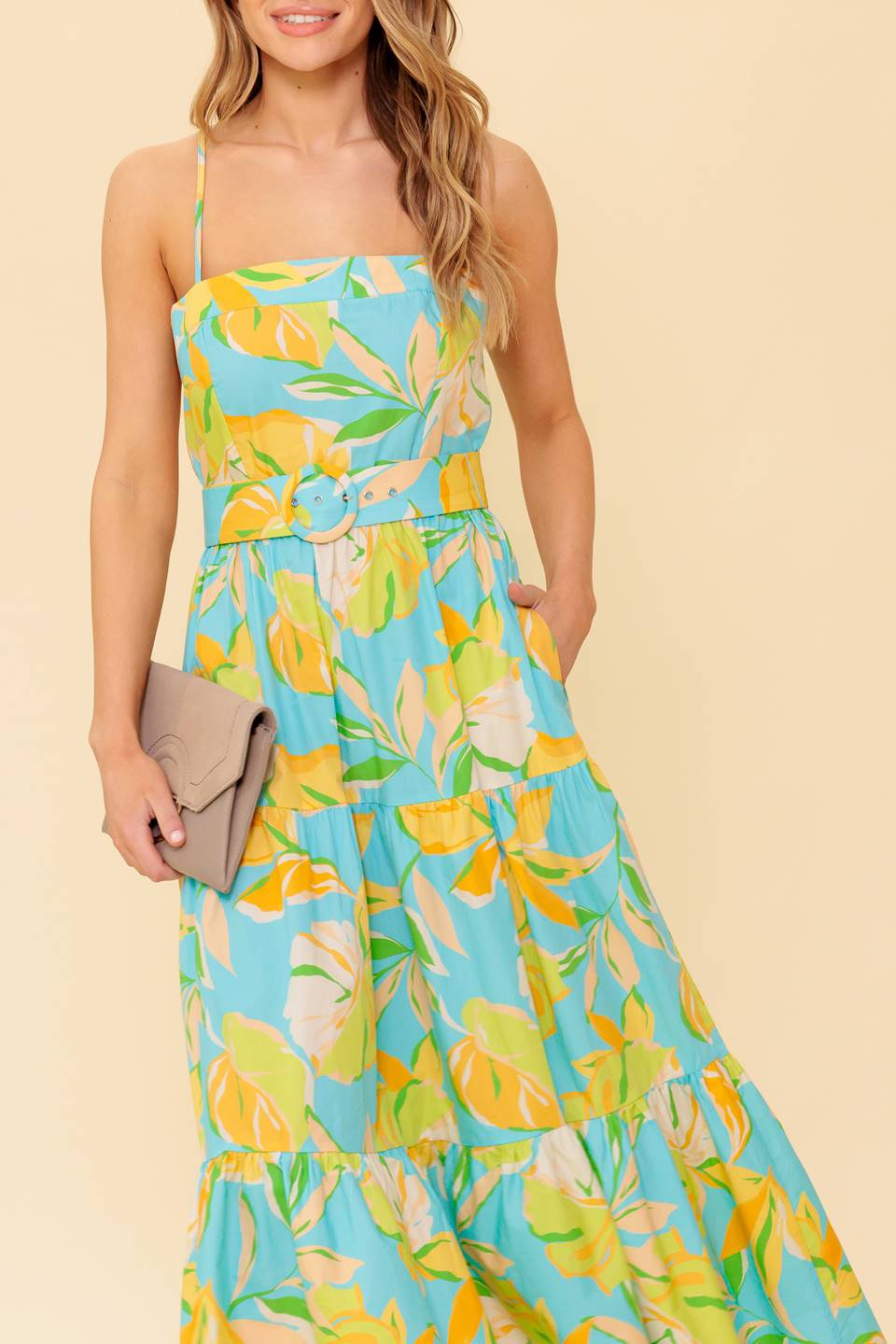 A PERFECT DAY MIDI DRESS BLUE & YELLOW