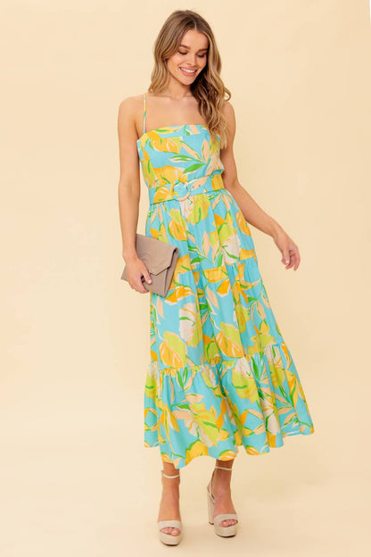 A PERFECT DAY MIDI DRESS BLUE & YELLOW