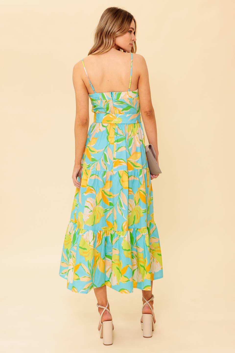 A PERFECT DAY MIDI DRESS BLUE & YELLOW