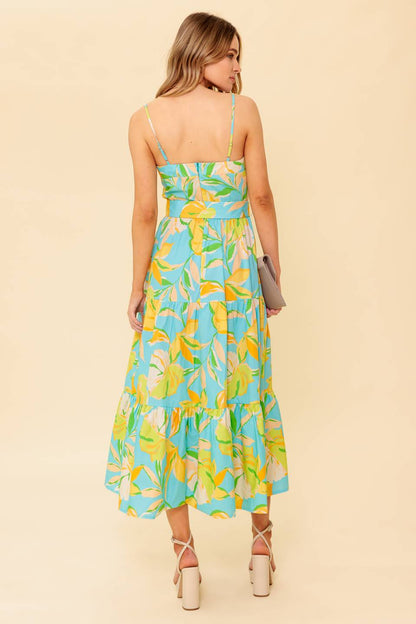 A PERFECT DAY MIDI DRESS BLUE & YELLOW