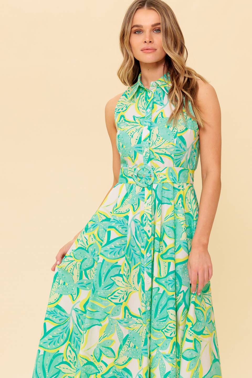 DAYS WITH YOU MIDI SHIRT DRESS GREEN FINAL