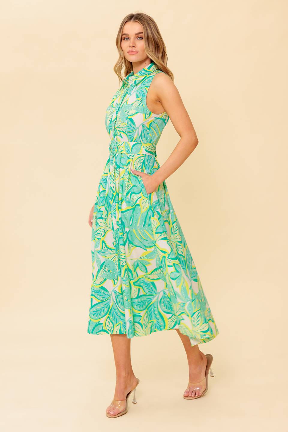 DAYS WITH YOU MIDI SHIRT DRESS GREEN FINAL