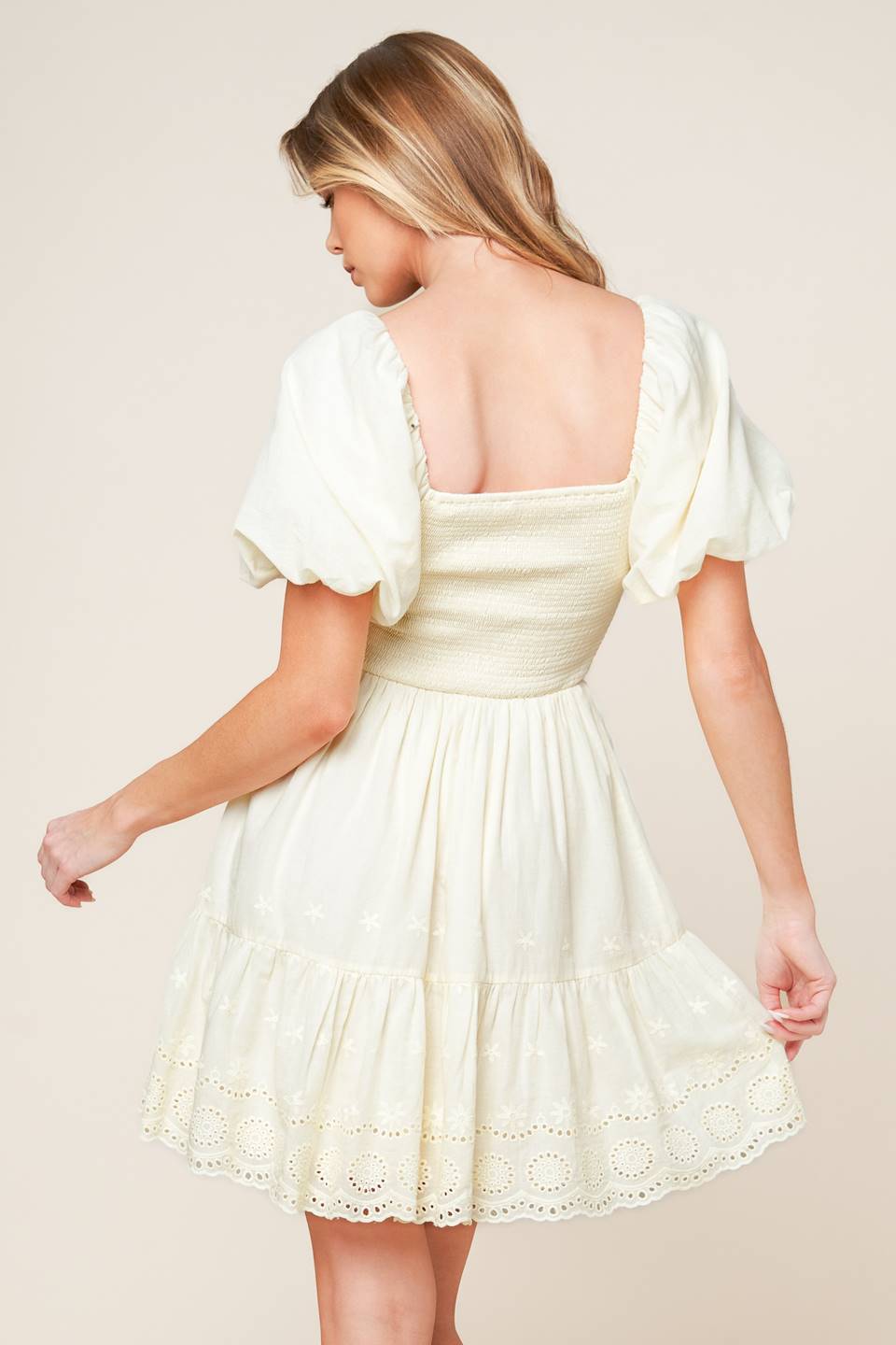 LOLA BOHO MINI DRESS CREAM
