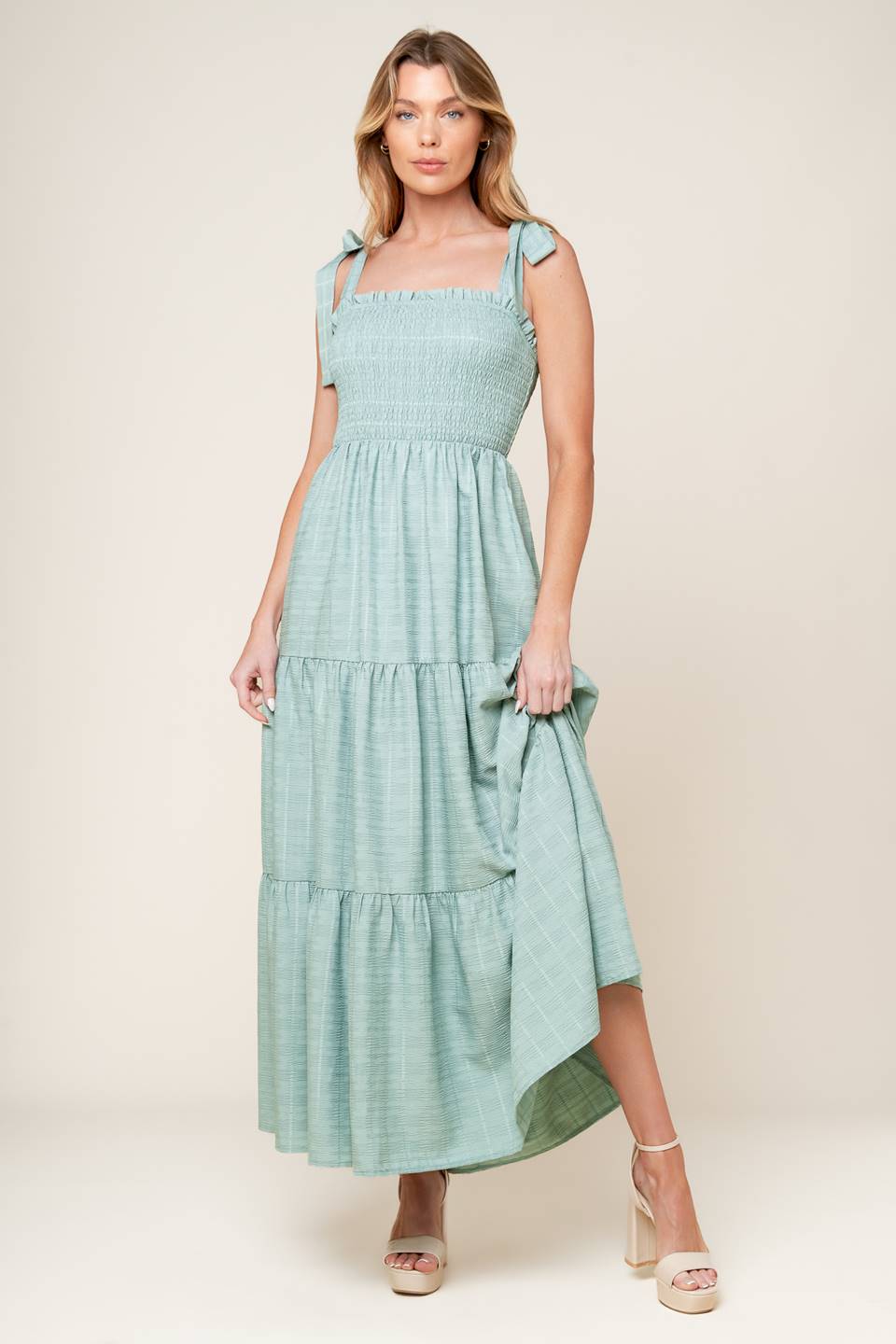 OCEAN BREEZES DUSTY TEAL MAXI DRESS