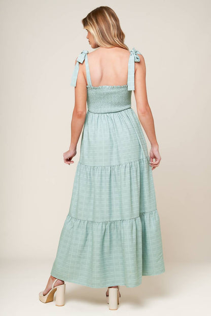 OCEAN BREEZES DUSTY TEAL MAXI DRESS