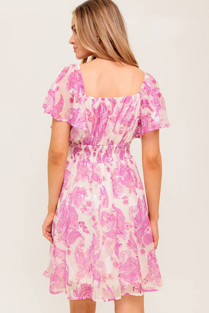 ROMANTIC WALKS FLUTTER SLEEVE MINI DRESS PINK FINAL