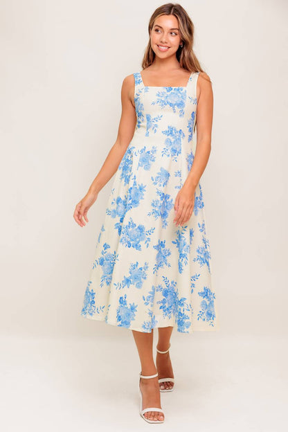 BLUEBELL BREEZE BLUE FLORAL MIDI DRESS