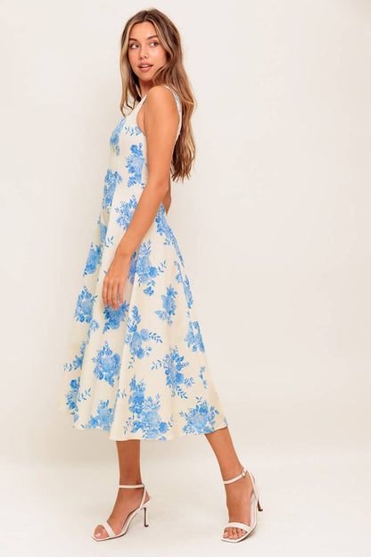 BLUEBELL BREEZE BLUE FLORAL MIDI DRESS