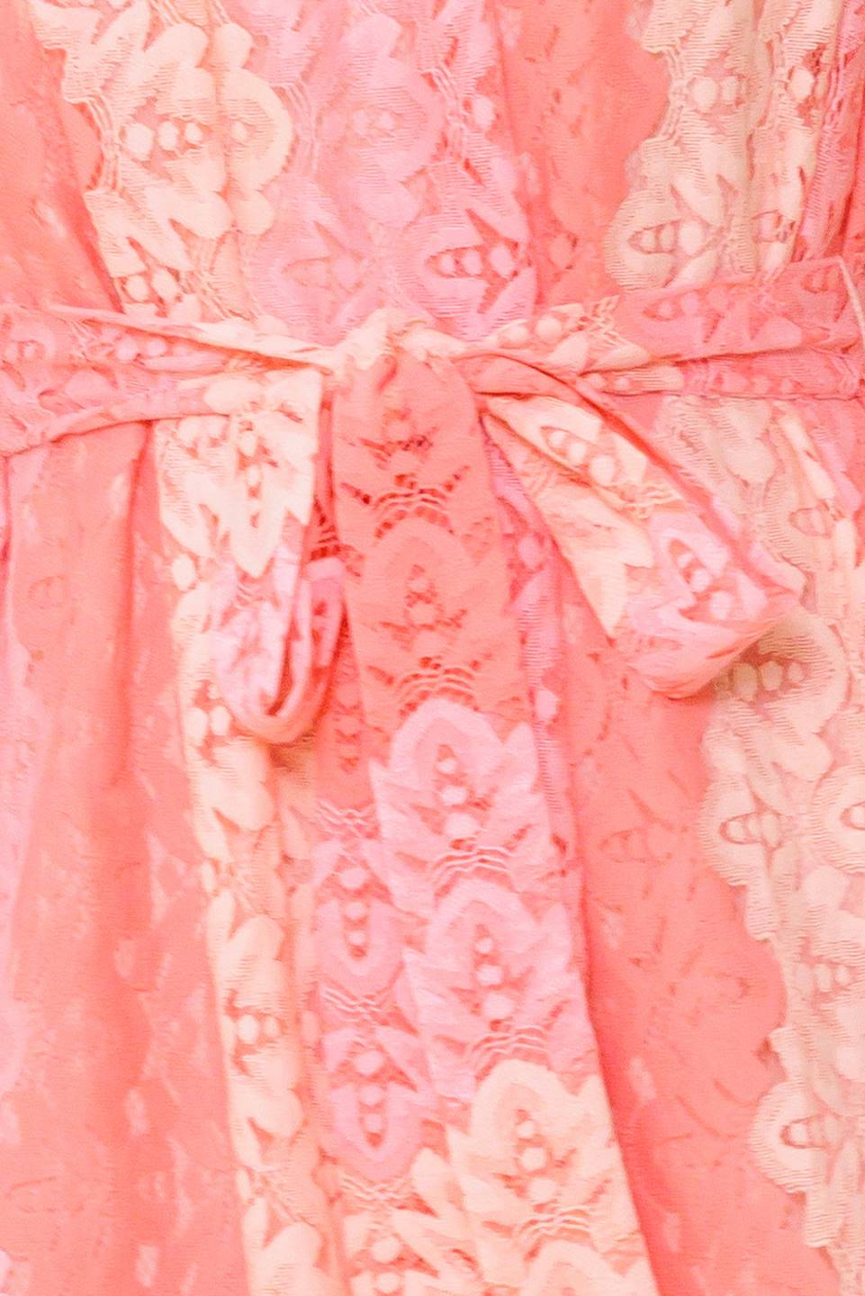 TAILOR MADE LACE MIDI DRESS PEACH