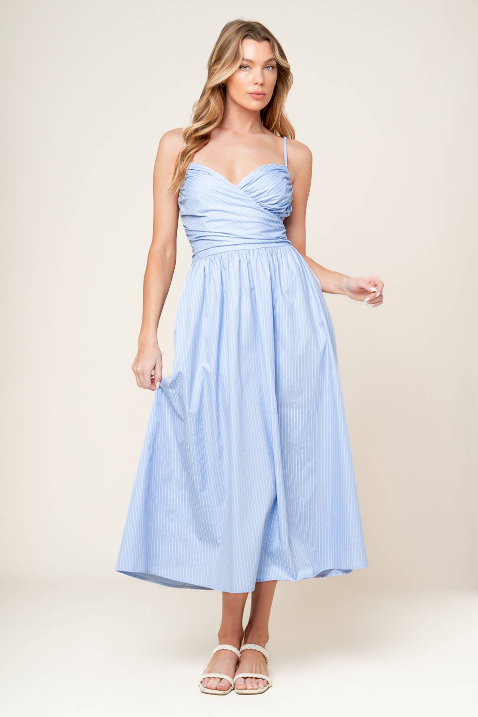 SUMMER INVITE PASTEL BLUE MIDI DRESS