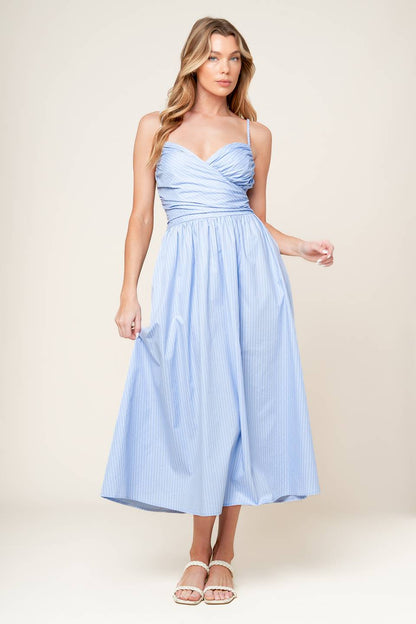 SUMMER INVITE PASTEL BLUE MIDI DRESS