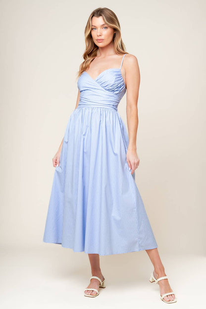 SUMMER INVITE PASTEL BLUE MIDI DRESS