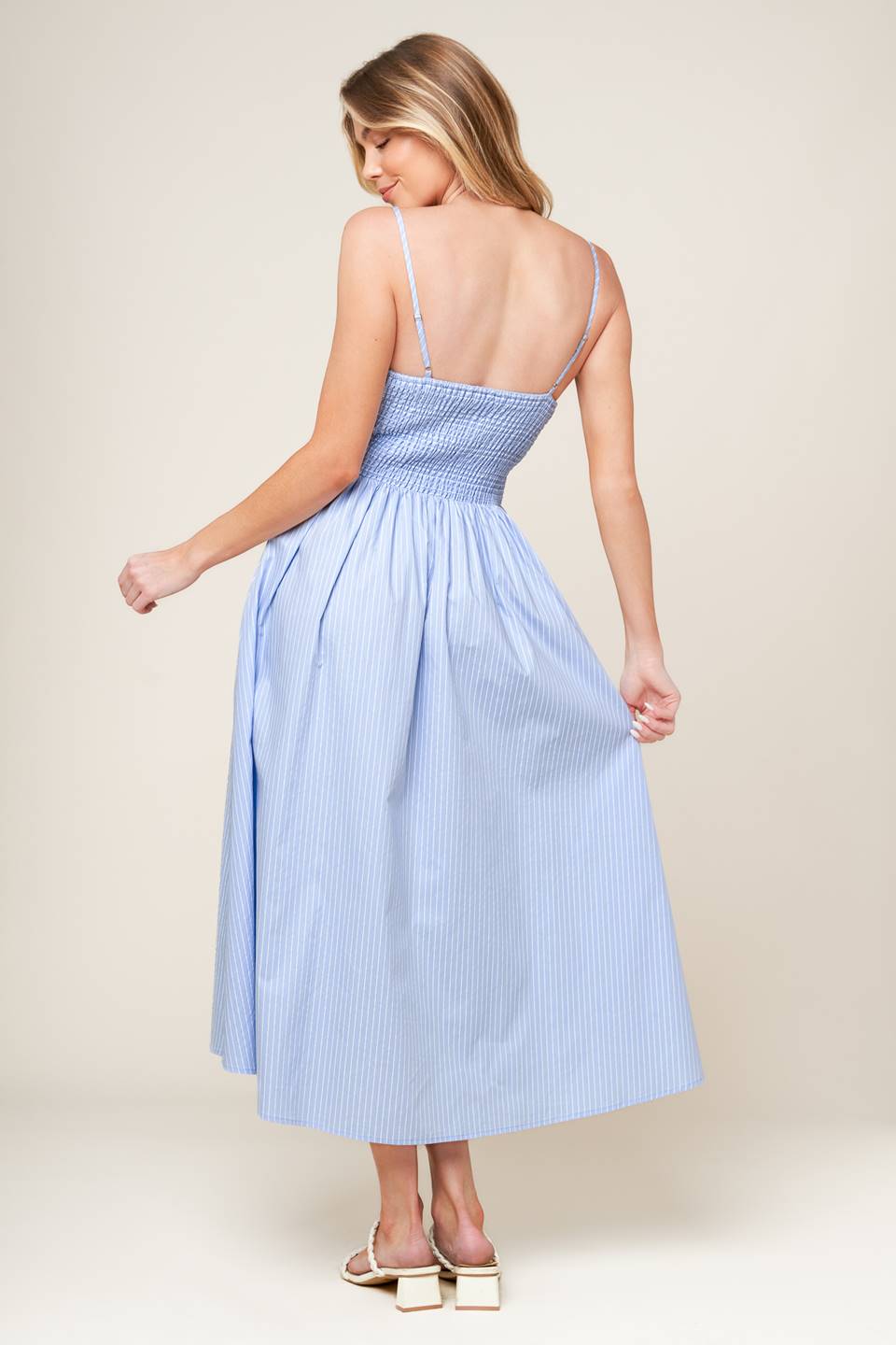 SUMMER INVITE PASTEL BLUE MIDI DRESS
