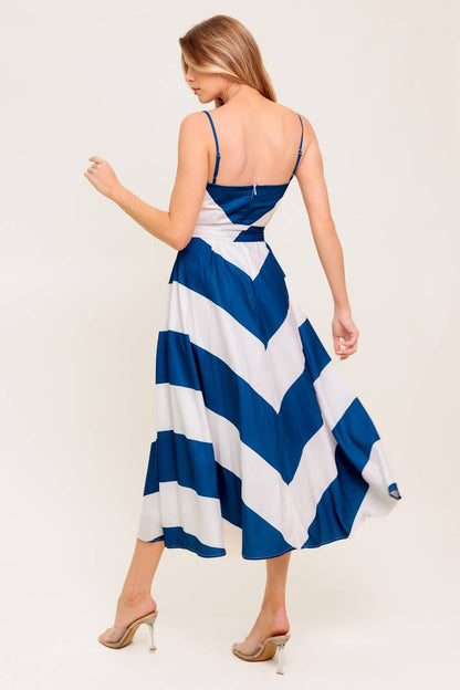 COASTAL CHARM MIDI DRESS NAVY & WHITE