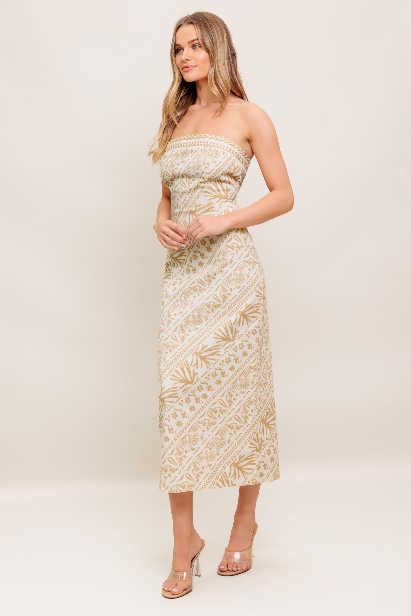 BOHO H- STRAPLESS MIDI DRESS