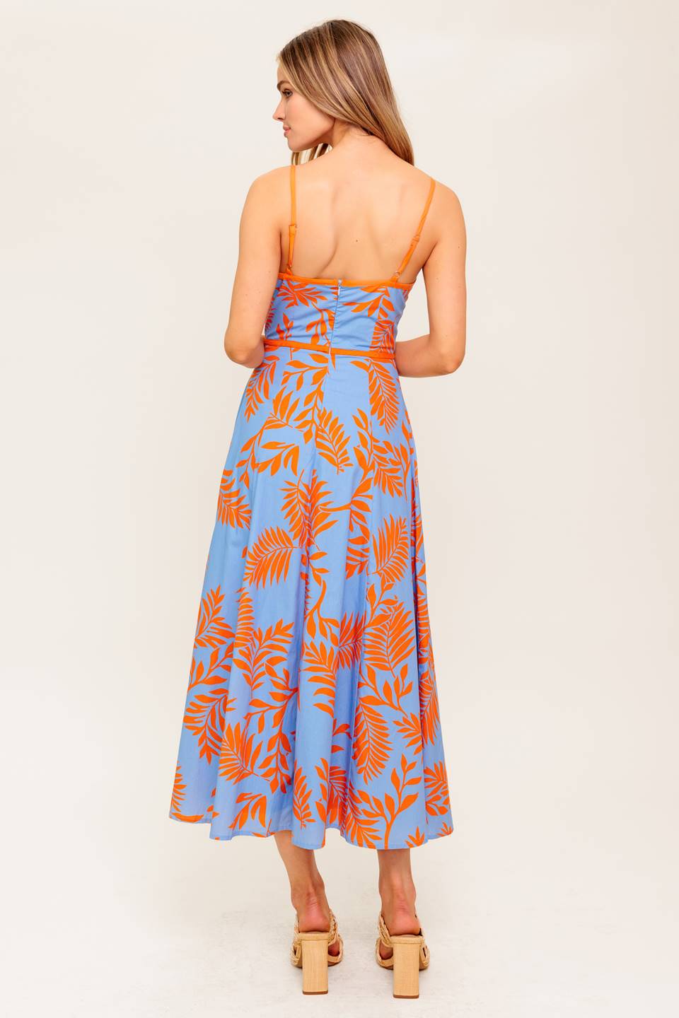 APRICOT SUNSET CUT-OUT MIDI DRESS